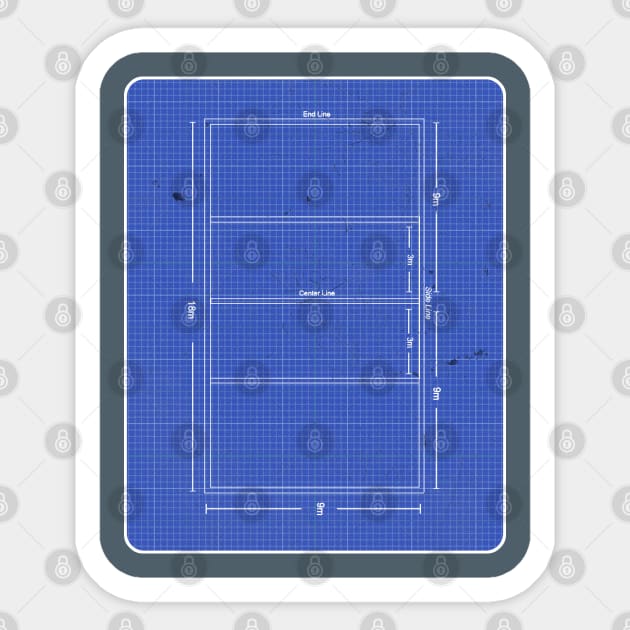 Volleyball Court Blueprint Sticker by RAADesigns